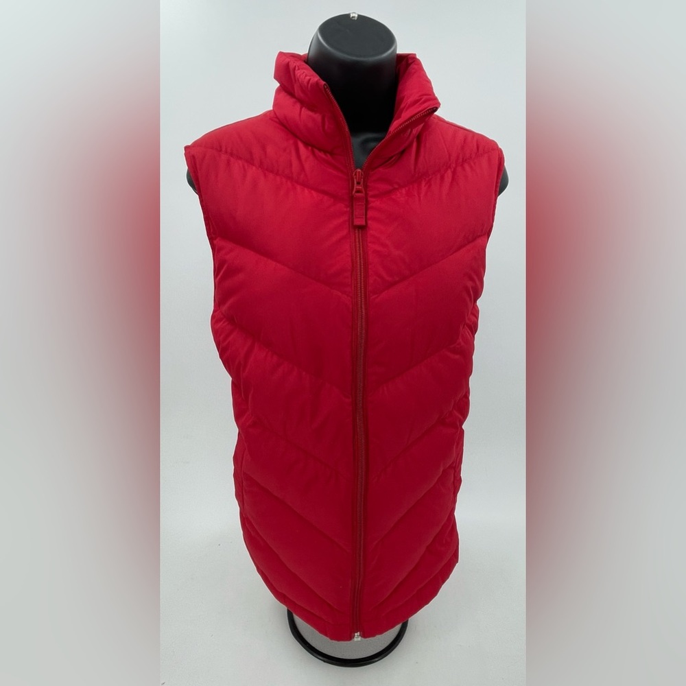 Lands’ End Women’s Puffer Vest 600 Down‎ Fill Full Zip Pockets Red L 14-16 NWT